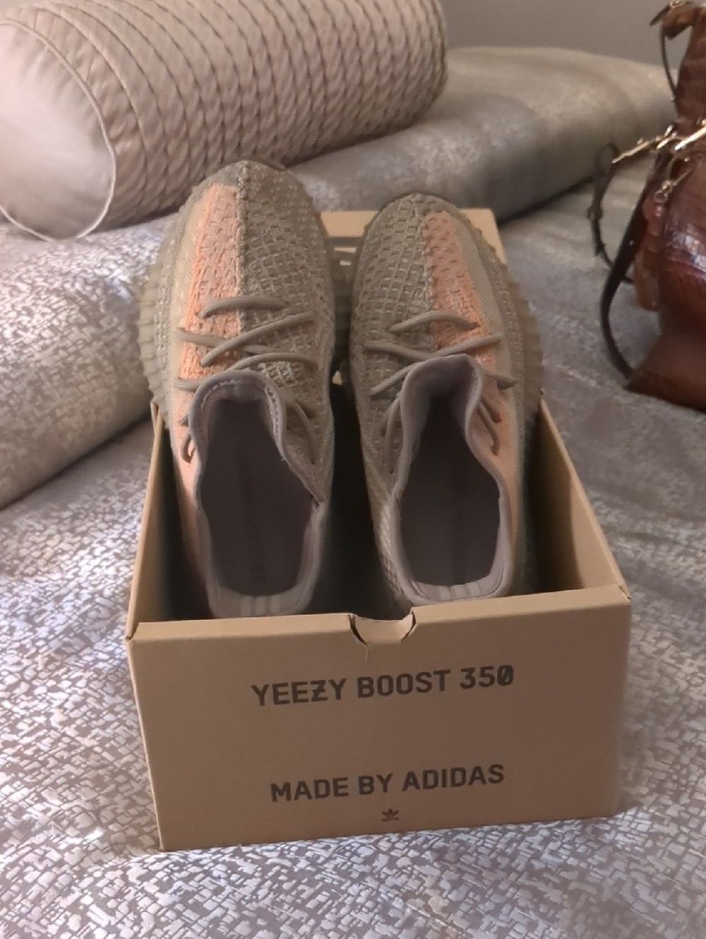 Yeezy adidas Primeknit Low-Top Sneakers in Taupe with Santau Accent Pre loved